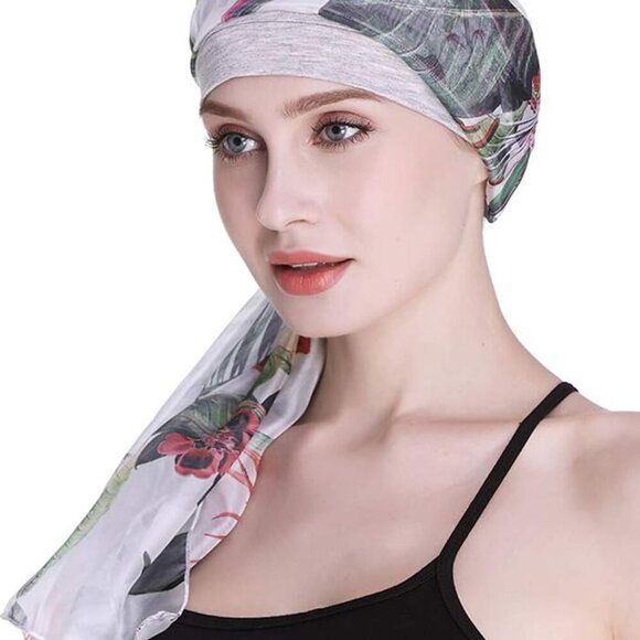 Elegant Chemo Cap with Silky Scarf for Cancer Women Hair Loss Sleep Beanie - Picture 6 of 8